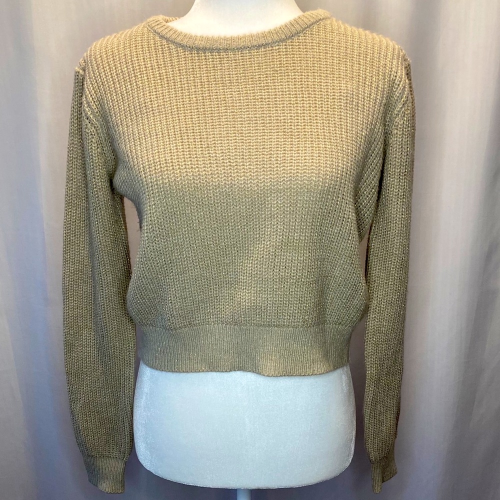 Gold Crop Sweater w/ Metallic Thread